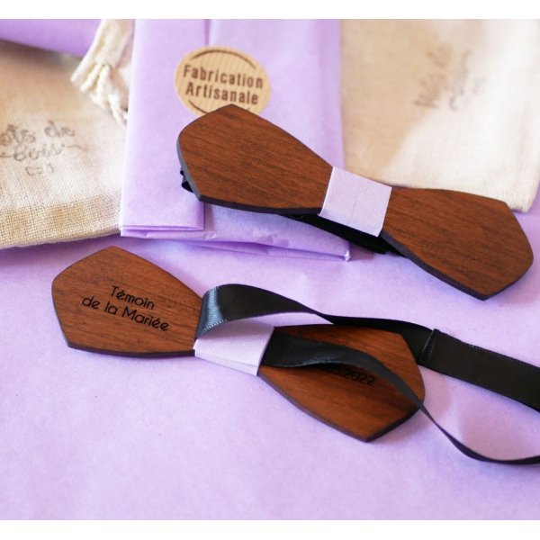 Noeud papillon homme en bois français  "le rablé long" personnalisable