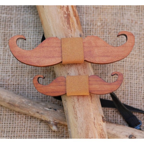 Noeud papillon Mini Moustaches en bois à personnaliser fabriqué en France