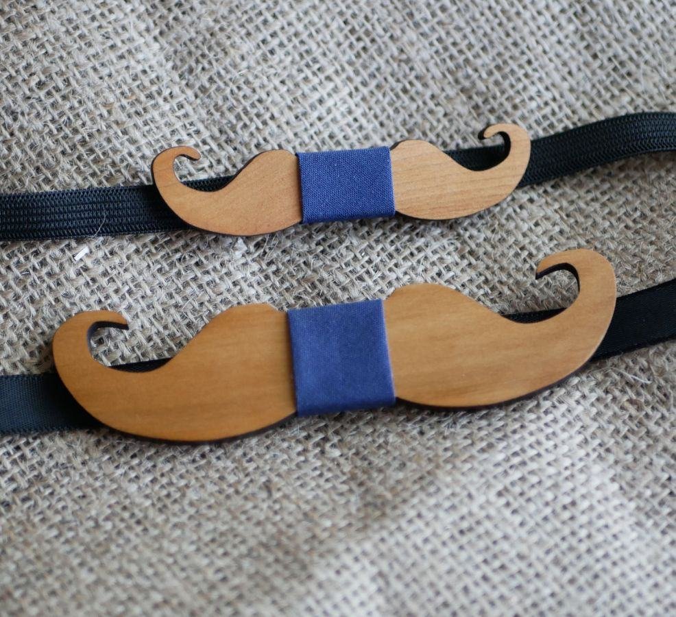 Noeud papillon Mini Moustaches en bois à personnaliser fabriqué en France