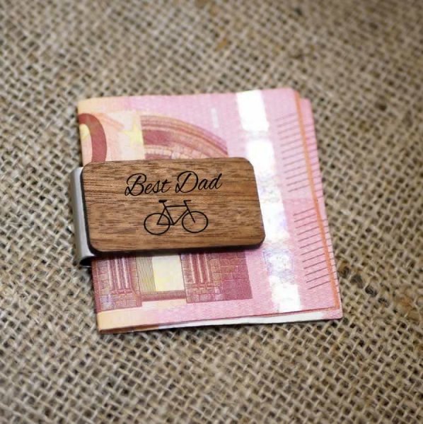 Pince &agrave; billets en bois grav&eacute; &agrave; personnaliser