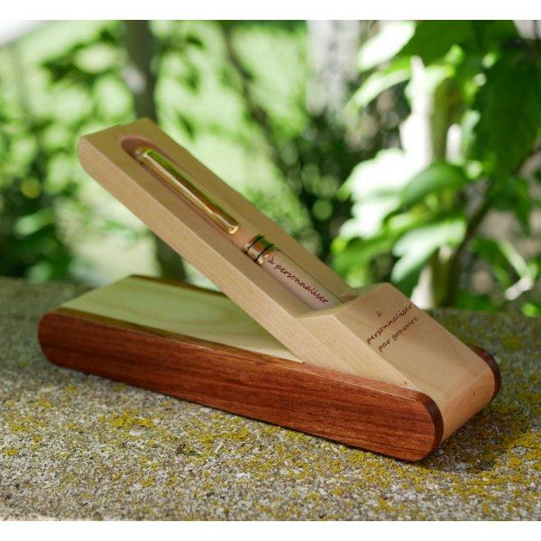 Plumier Stylo bois gravés dans coffret à personnaliser 