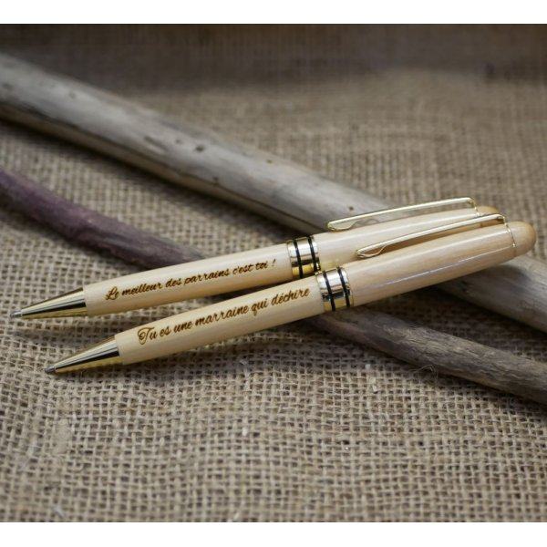 Stylo bois clair gravé à personnaliser