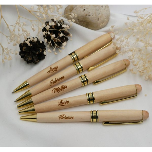 Stylo bois clair grav&eacute; &agrave; personnaliser
