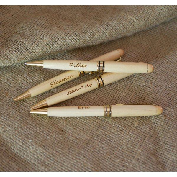 Stylo bois clair gravé à personnaliser
