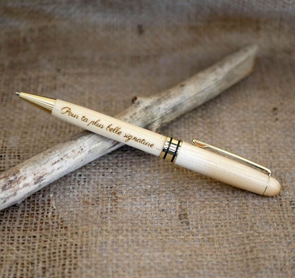 Stylo à bille en bois artisanal, encre noire, vente au meilleur prix