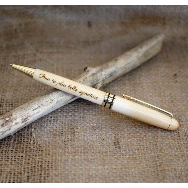 Stylo bois clair gravé à personnaliser