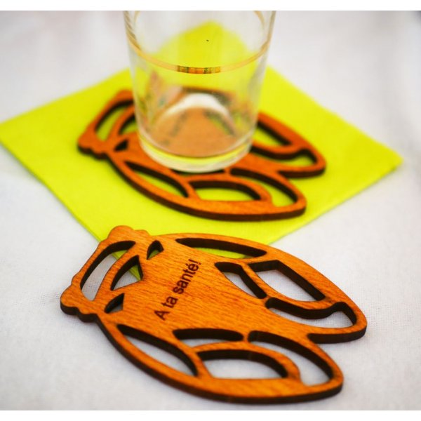 4 Sous verres en bois Cigales en bois à personnaliser
