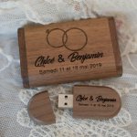 Coffret et Clé Usb 3.0 bois noyer 32 Go personnalisable