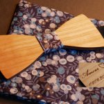 Ensemble Noeud papillon en bois Pochette Liberty L13  tons Bleus