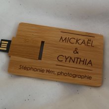 Clé USB 32 Go Carte en bois bambou carbonisé à personnaliser par gravure