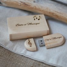 Clé Usb 64 Go 3.0 dans coffret personnalisé bois clair d'érable