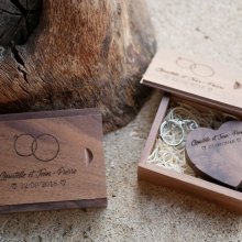 Clé Usb Coeur 32 Go dans coffret personnalisé bois foncé