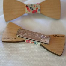 Broche mini noeud pap moustache en bois à personnaliser