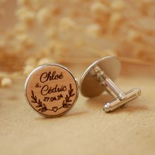 Boutons de manchette cabochon en bois fin 20mm personnalisable