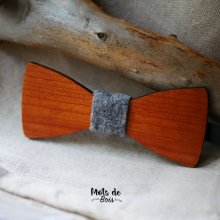 Noeud papillon en bois et laine à personnaliser fabriqué en France